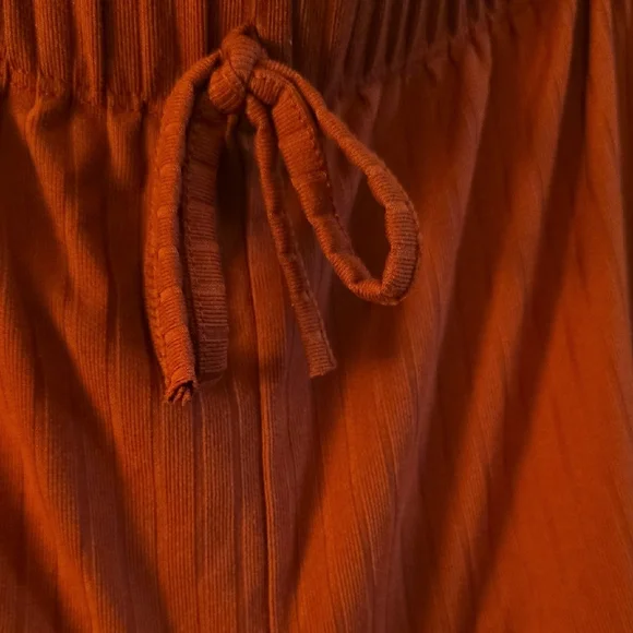 Rust Red Ribbed Drawstring Pants - Picture 4 of 6